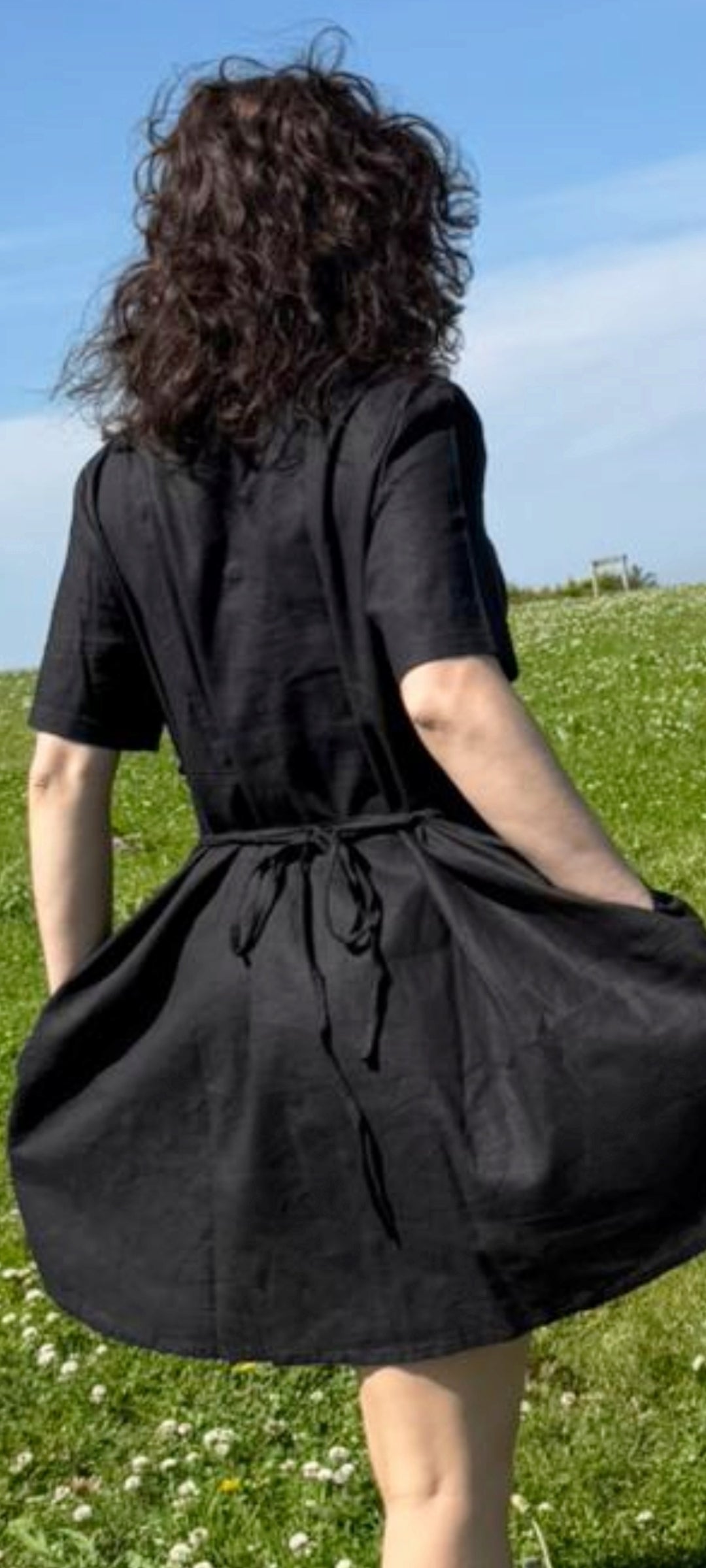 Elegant Linen Short Sleeved Knee length Shift Dress