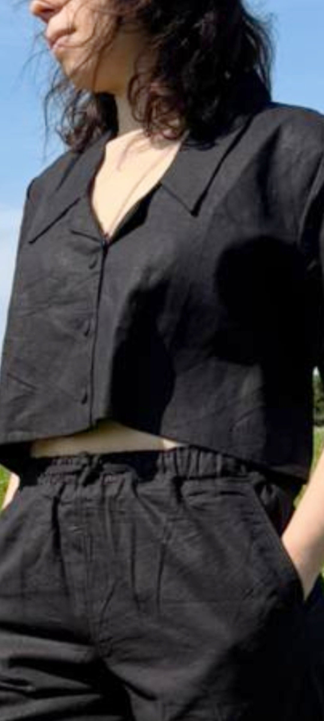 Women's Two Piece Linen Crop top and Palazzo