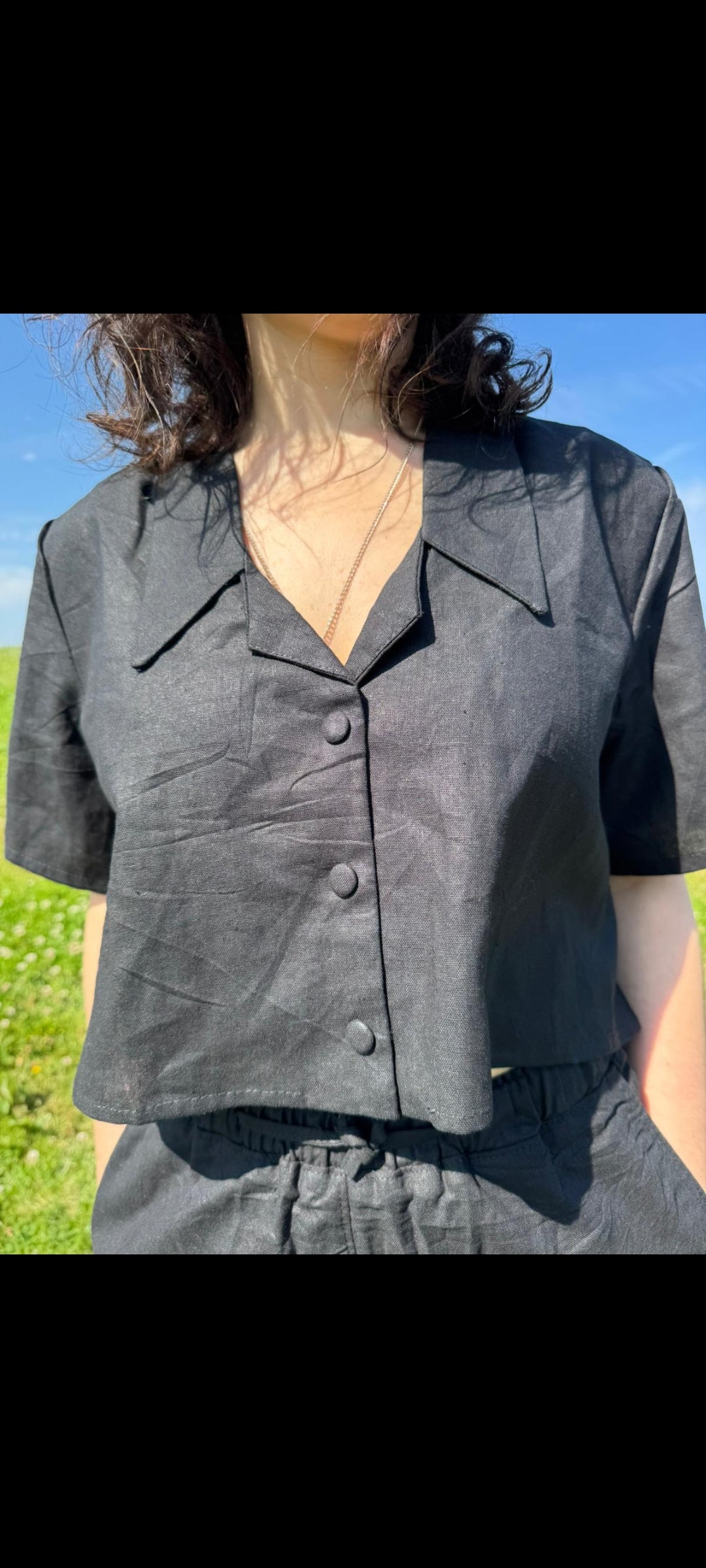 Women's Two Piece Linen Crop top and Palazzo