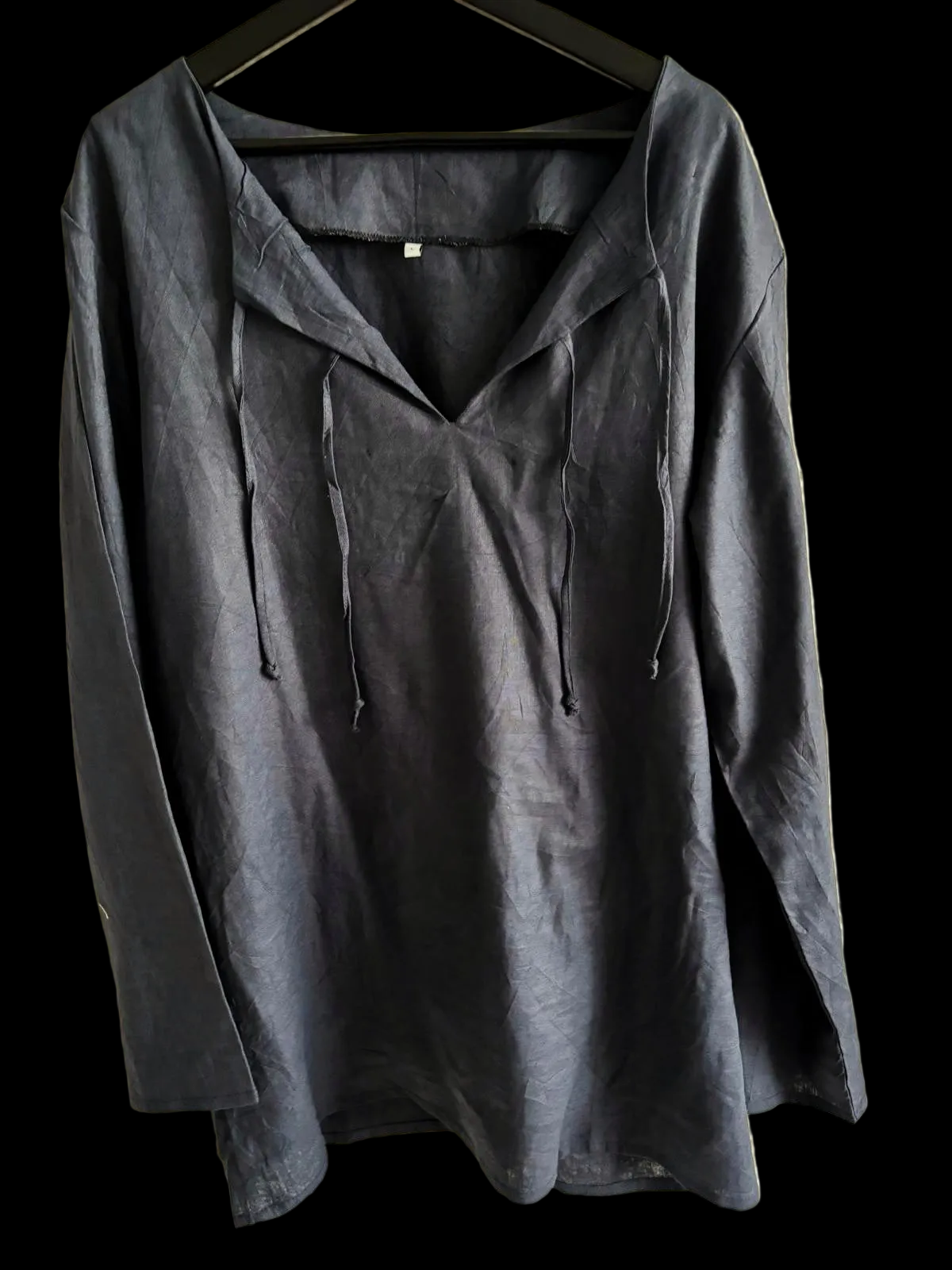 Medieval Men's Tunic , Loose fit, Deep Slit Tie Neckline Viking Renaissance Shirt