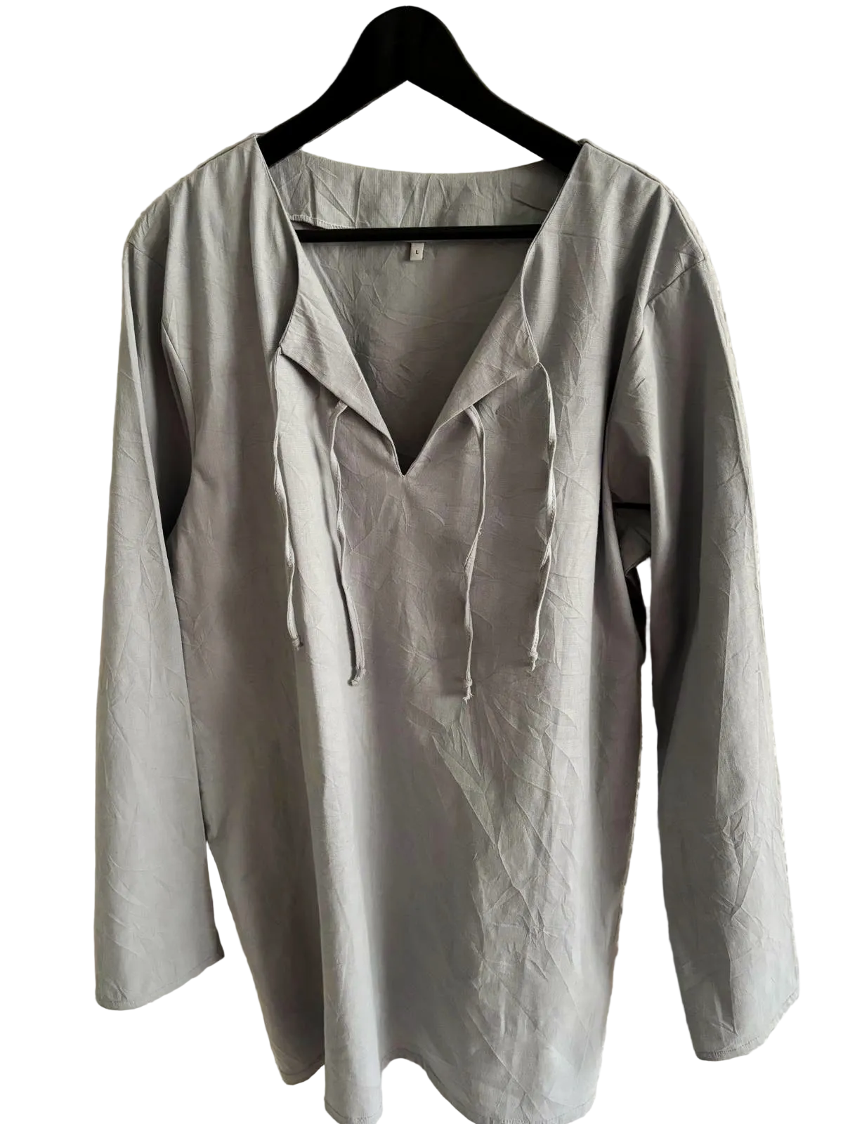 Medieval Men's Tunic , Loose fit, Deep Slit Tie Neckline Viking Renaissance Shirt