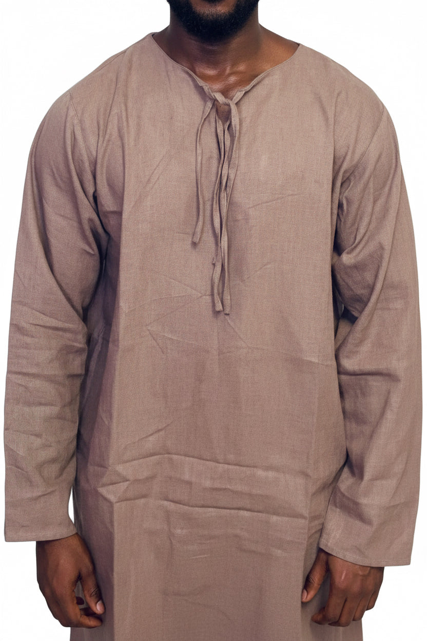 Medieval Men's Tunic , Loose fit, Deep Slit Tie Neckline Viking Renaissance Shirt