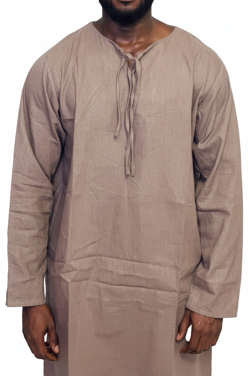 Medieval Men's Tunic , Loose fit, Deep Slit Tie Neckline Viking Renaissance Shirt