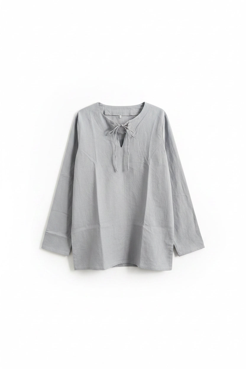 Medieval Men's Tunic , Loose fit, Deep Slit Tie Neckline Viking Renaissance Shirt