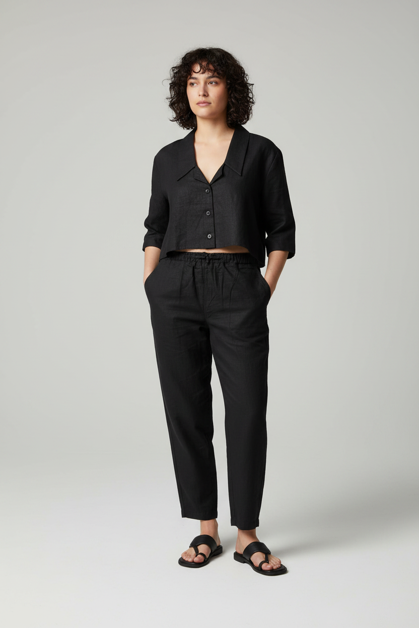 Women's Two Piece Linen Crop top and Palazzo