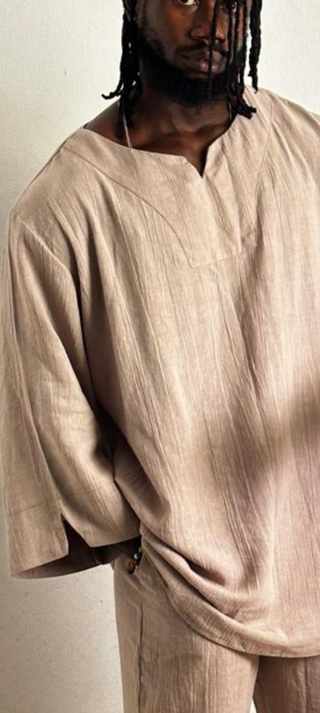 Medieval Soul,Modern Comfort Mens Linen Trouser and Tunic Set,Linen Pants and Tunic Relaxed Fit,Spring Summer Autumn,Vacation, Gift for him