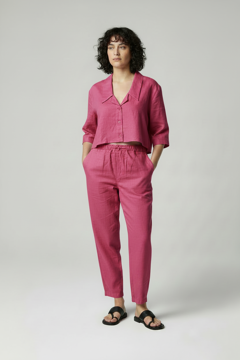 Women's Two Piece Linen Crop top and Palazzo