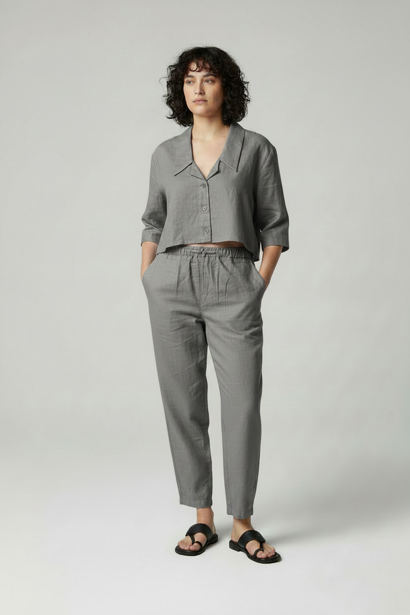 Women's Two Piece Linen Crop top and Palazzo