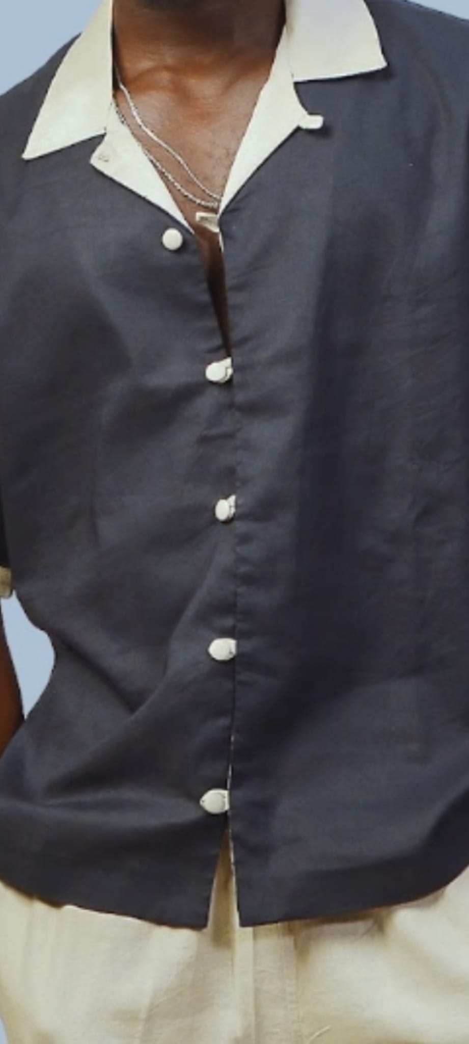 Elegant Short Sleeved Men's Tailored Breathable Linen Shirt with classic button down front and tailored collared neck